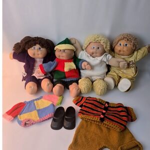 Vintage Cabbage Patch Kids Dolls 1980s Collectible Toy Lot with Handmade Outfits